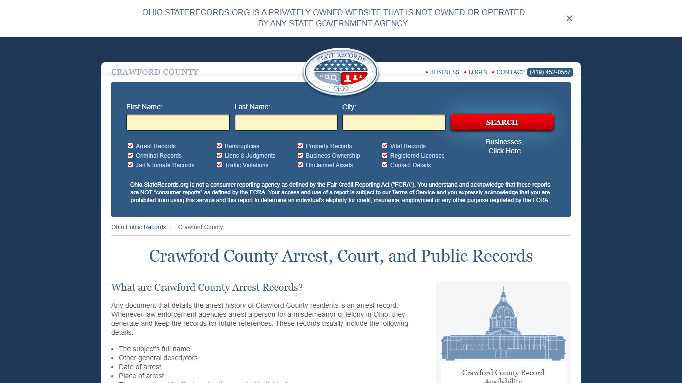 Crawford County Arrest, Court, and Public Records